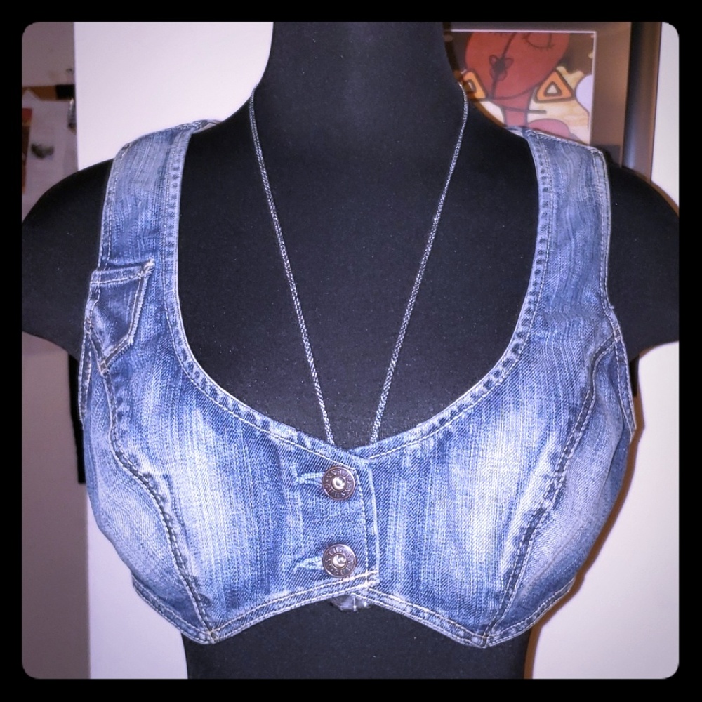 Denim Mid Drift Vest